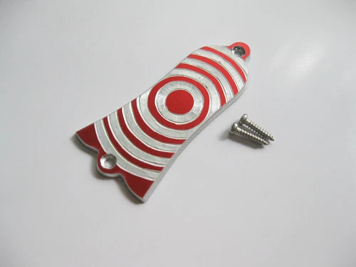 Dizzy circle pattern red aluminum truss rod cover fits most Gibson guitars