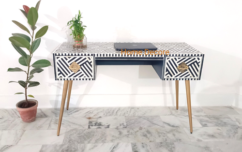 handmade bone inlay work desk, bone inlay desk, bone inlay furniture desk, - Picture 6 of 7
