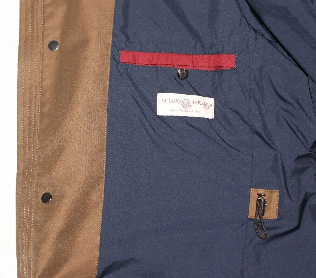 NWOT Luciano Barbera Jacket LARGE L 46 EU 56 Brown Cotton Nylon Car Coat $1695 image 7