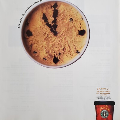 PRINT ADVERTISEMENT Starbucks Java Chip Coffee Ice Cream Dairy Ad 1999 1990s