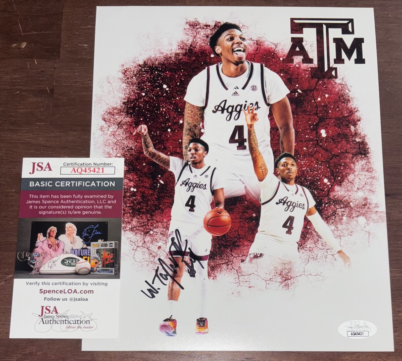 Wade Taylor Autographed Signed Texas A&M Aggies 8x10 Photo Basketball JSA 