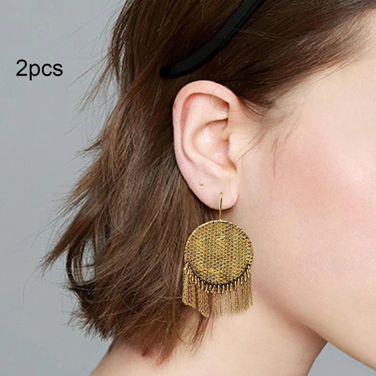Metal online tassel earrings