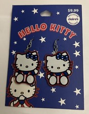 New Hello Kitty Pierced Earrings Dangle Claire's by Sanrio 1 3/8" x 1 1/2"