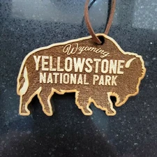 Wood Yellowstone National Park Christmas Ornament Bison 3.8" WY Buffalo