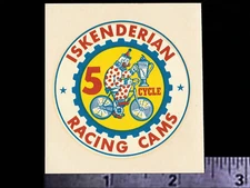 ISKENDERIAN 5 Cycle Racing Cams - Original Vintage 1960's Water Slide Decal NHRA