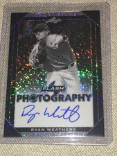 RYAN WEATHERS 2018 Leaf Flash PHOTOGRAPHY BLUE Autograph #30/50 PADRES YANKEES
