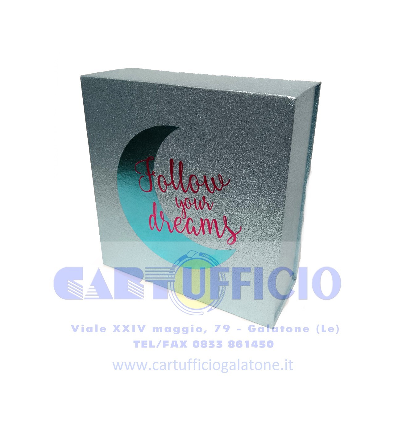 Box Regalo Follow Your Dreams Tinta Unita Glamour - Azzurro Glitter
