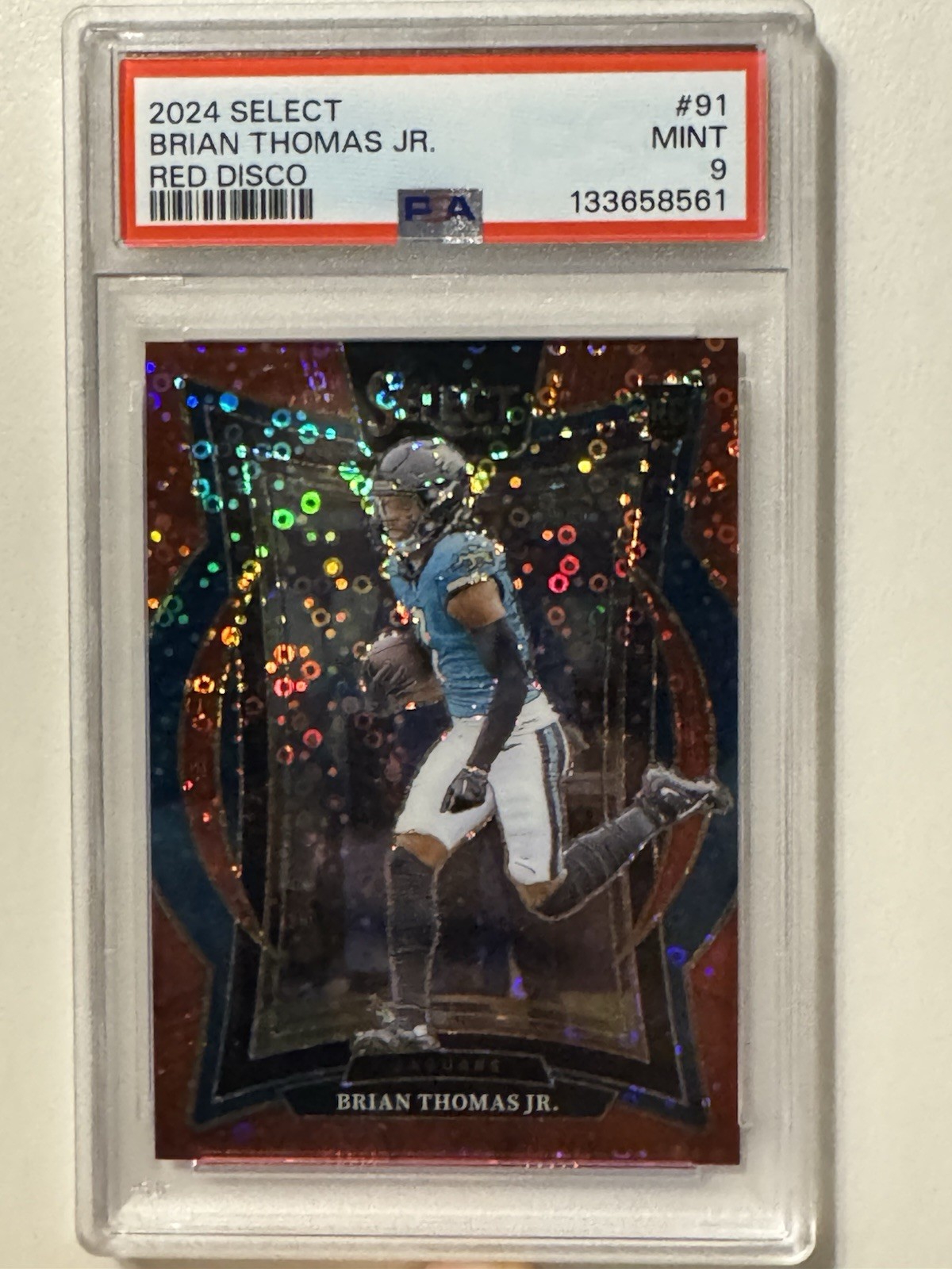 2024 Panini Select - Concourse Brian Thomas Jr. #91 Red Disco Prizm /49 (RC)