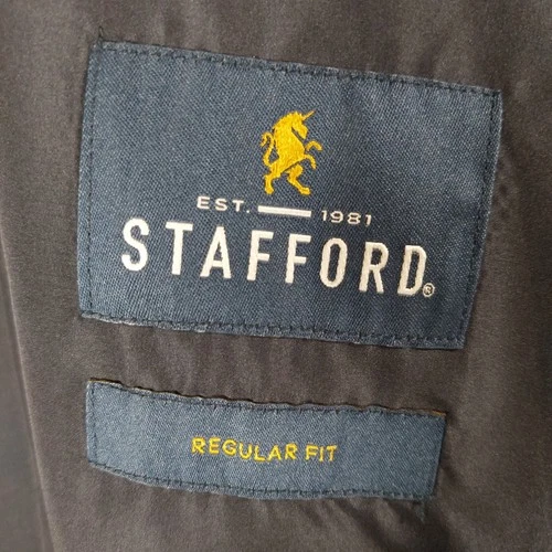 Stafford Rain Coat Men XXL Navy Blue Regular Fit Solid Button Front Lined New image 9