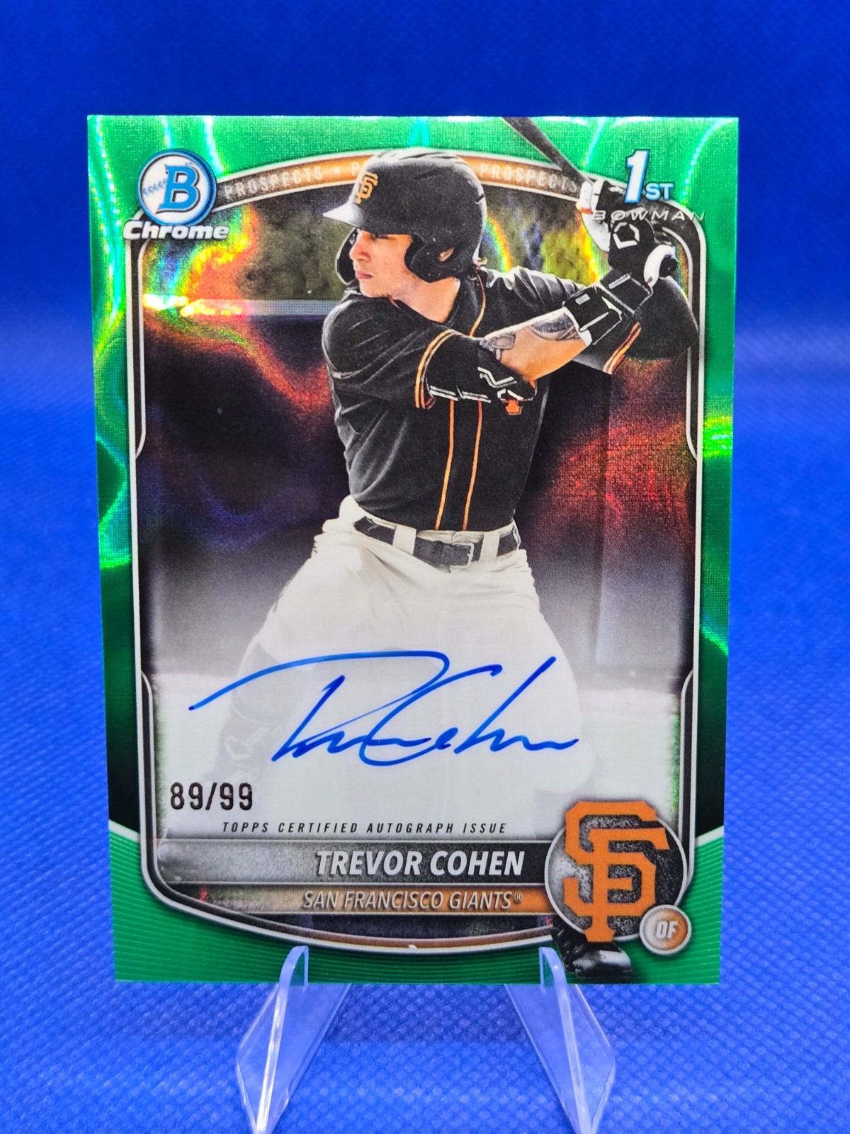 2025 Bowman Draft Chrome Trevor Cohen 1st Bowman Green Lava Auto 89/99 #CPA-TC