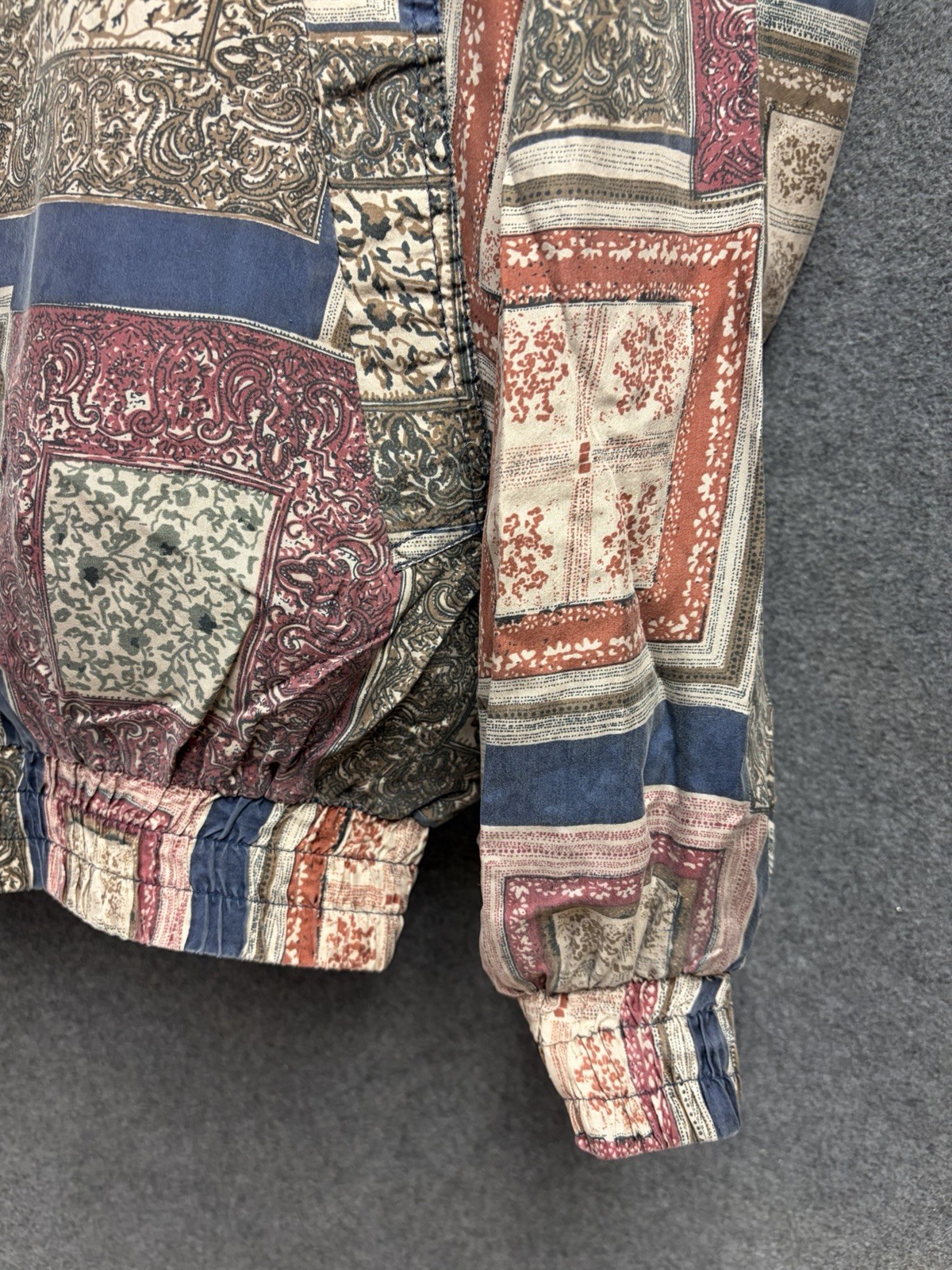 Bogari Silk Patchwork Zip Jacket Multicolor Vinta… - image 5