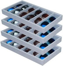 4 Pack Velvet Sunglasses Organizer Tray 6 Grid Sunglass Organizer Velvet Tr