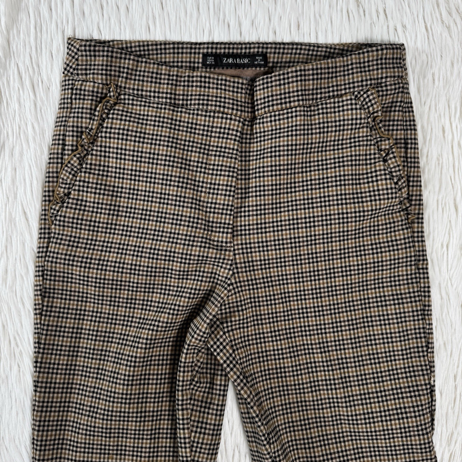 Zara Basic Tan Checked Mid-Rise Flat Front Slim L… - image 21