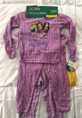Lot of 2 Prs LIL BRATZ  Sz 4 Girls Cotton Pajamas PJ's Sleepwear Purple NEW NWT