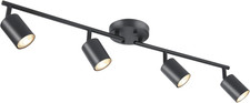 LED 4 Light Track Lighting Kit, Black 4 Way Ceiling Spot Lighting, Flexibly Rota