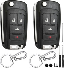 2 Pack 4 Button Key Fob Shell for Chevy Cruze Impala Malibu Sonic Equinox Camaro