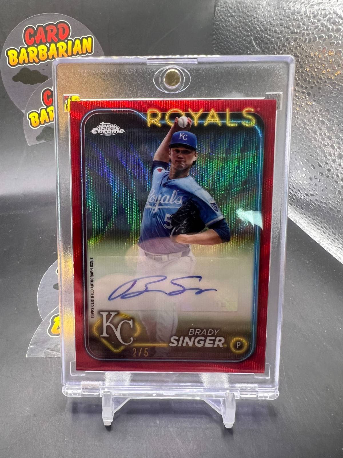2024 Topps Chrome Brady Singer Auto Red 2/5 Royals