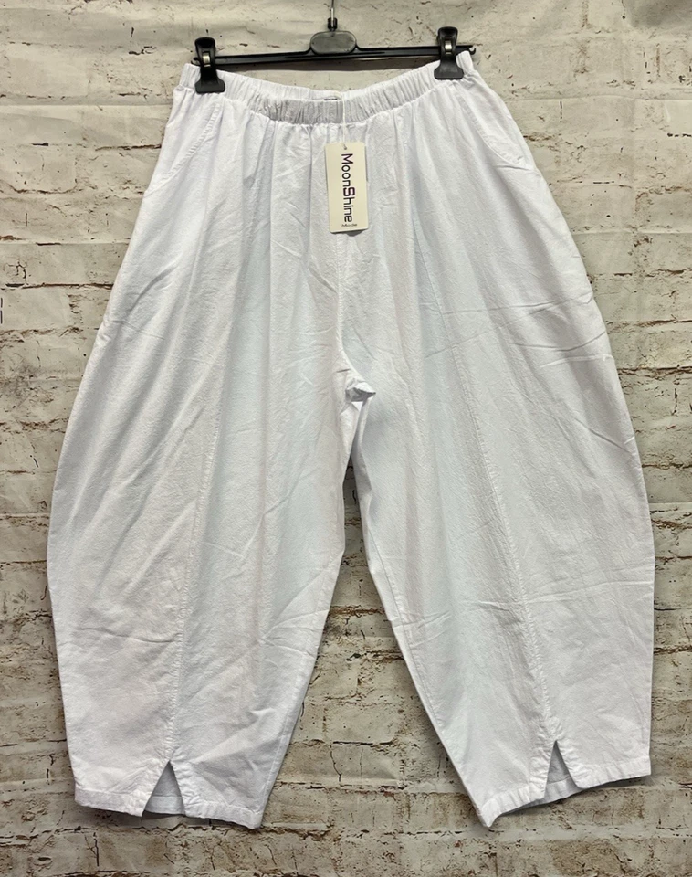 Moonshine Fashion Freizeit Hose Baumwolle Lagenlook 44 46 48 Übergrösse Neu weiß - Bild 1 von 4