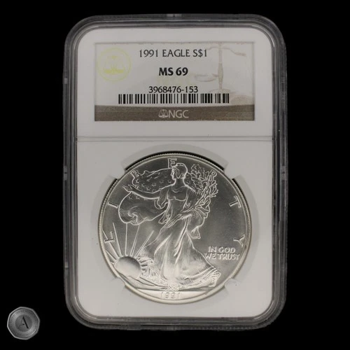 1991 $1 American Silver Eagle Dollar NGC MS69 -E294