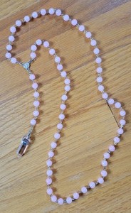 Long Pink Glass Crystal Rosary Necklace Wicca Cottagecore Magic Faerie