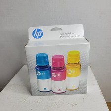 Genuine HP 31 3-Pack Cyan, Magenta, Yellow Ink Bottles 9C228AN EXPIRATION 2026