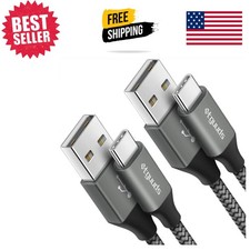 Fast Charging USB A to USB C Cable, 3ft Nylon Braided 2-Pack for Apple Samsung