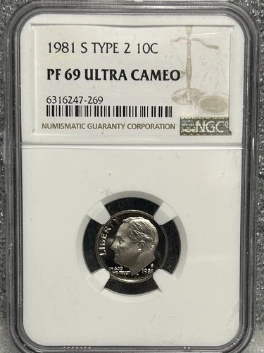 1981 S Type 2 Roosevelt 10¢ NGC PF 69 Ultra Cameo BOX15
