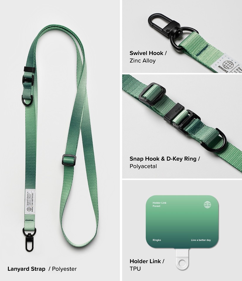 Ringke Holder Link Handy-Lanyard - Verstellbares Umhängeband Mit Karabinerhaken - 47-81 Cm