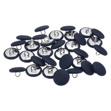 30pcs 18mm Fabric Cloth Covered with Metal Shank Round Sewing Buttons, Navy Blue