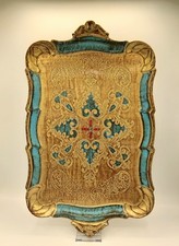 Antico Vassoio In Legno Stile Fiorentino