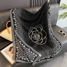 Rose Print Women's Scarf Lightweight Shawl Sun Protection Hijab Wrap Bandana