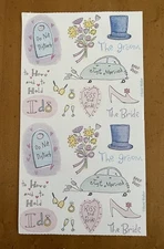 David Walker WEDDING Stickers Modern Slogans “Just Married” Rings, Bouquet