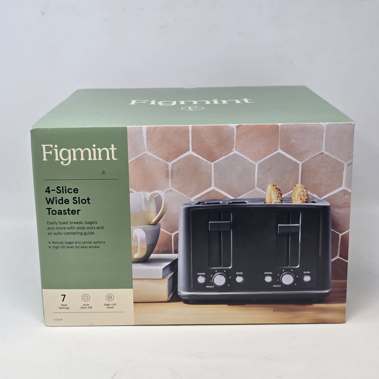 Figmint 4 Slice Toaster Extra Wide 7 Shade Setting Stainless Steel Gray New