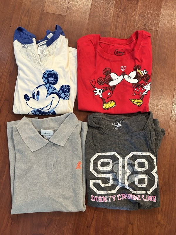 Disney Parks, Cruise Etc Girls shirts Lot Of 4 Size XL, Some Never Worn. EUC