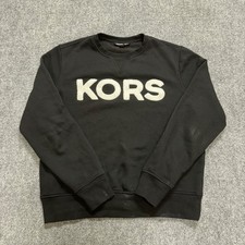 Michael Kors Mens Black Fleece Crewneck Sweatshirt KORS Logo Large 3674