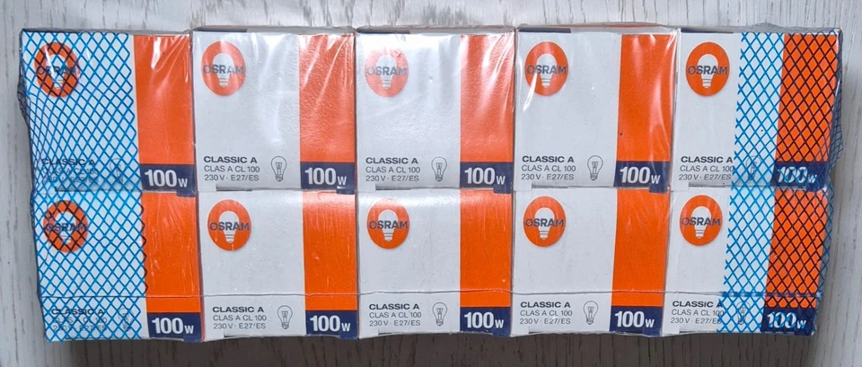 10x Osram E27 100W klar Classic A Glühlampe Glühbirne dimmbar Kein LED 1360lm - Bild 2 von 2