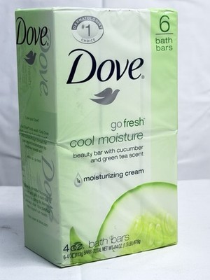 Dove Go Fresh Beauty Bar Cool Moisture Cucumber and Green Tea 6 Sealed 4oz 6 Bar
