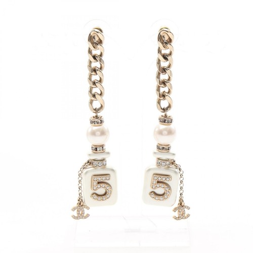 Chanel Coco No.5 Ohrringe GP Beschichtung Strass klar Typ r19_0702