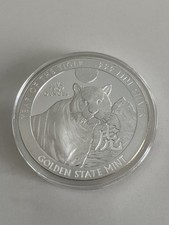 5 oz silver 999 Lunar Year of the Tiger + protective capsule Golden state mint