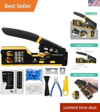 Ergonomic RJ45 Crimp Tool Set - Complete with Connectors & 100 Cable Ties