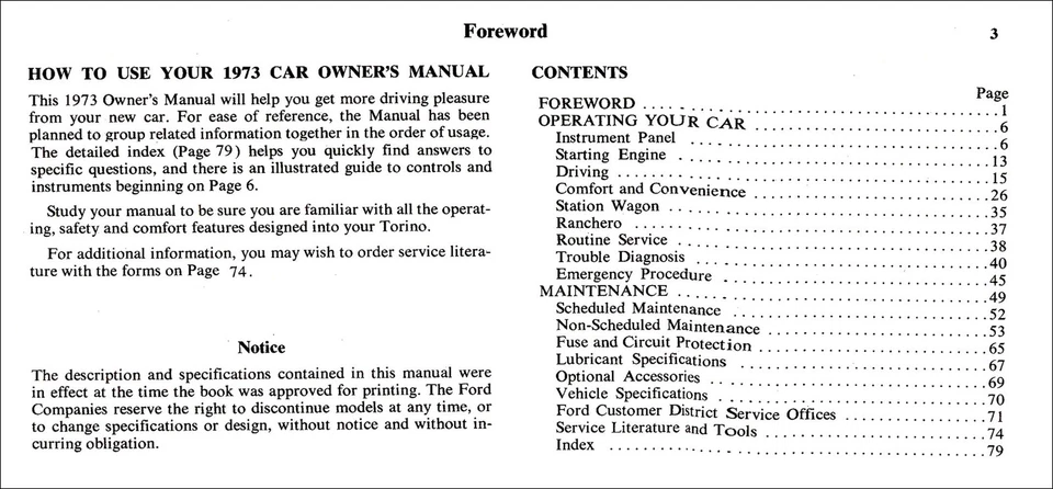 1973 Ford Torino e Ranchero Manual do Proprietário Original Manual do Usuário Livro Gran Torino - Imagem 2 de 4
