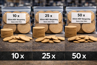 60mm Round MDF Bases 3mm Thick Wargaming Miniatures Tabletop Games UK