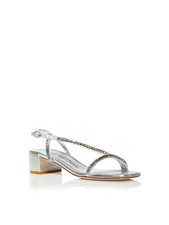 STUART WEITZMAN Womens Silver Soiree Toe Block Heel Leather Heeled Sandal 5.5 B