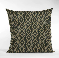 Black & Gold Geometric Hexagon Throw Pillow Cover| Decorative cushion Case 16x16