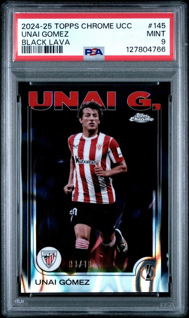 2024-25 TOPPS CHROME UEFA CLUB COMPETITIONS BLACK LAVA UNAI GOMEZ 1/10 PSA 9