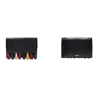 Rebecca Minkoff Sofia Tassel Leather Clutch Crossbody Black Multi