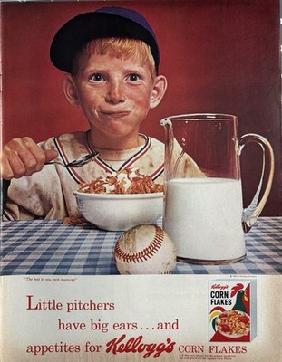 1964 Kellogg s Corn Flakes Original Vintage Advertisement Cereal Boy Print Ad