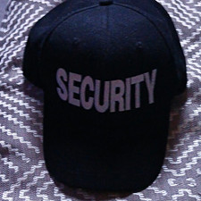 Black "SECURITY" Cotton Baseball Cap Hat, Unisex One Size, Security Uniform