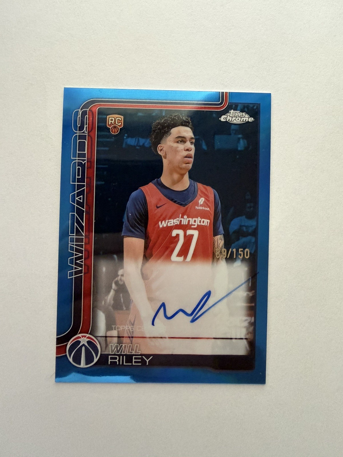 2025-26 Topps Chrome Will Riley Blue Refractor Auto 89/150 Rookie RC