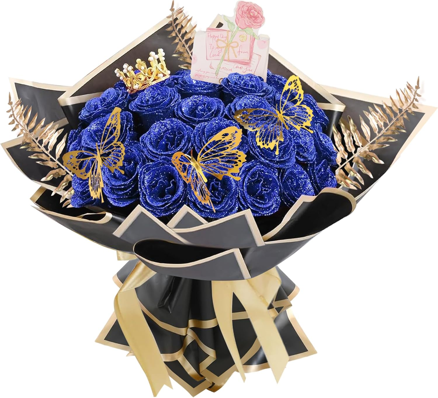 24 Pcs Glitter Roses Bouquet,Artificial Rose Bouquet,Sparkly Rose,Diy Fake Glitt